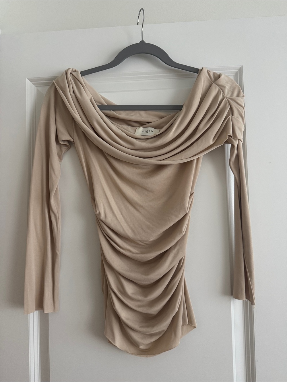DISSH Beige Draped Long-Sleeve Top